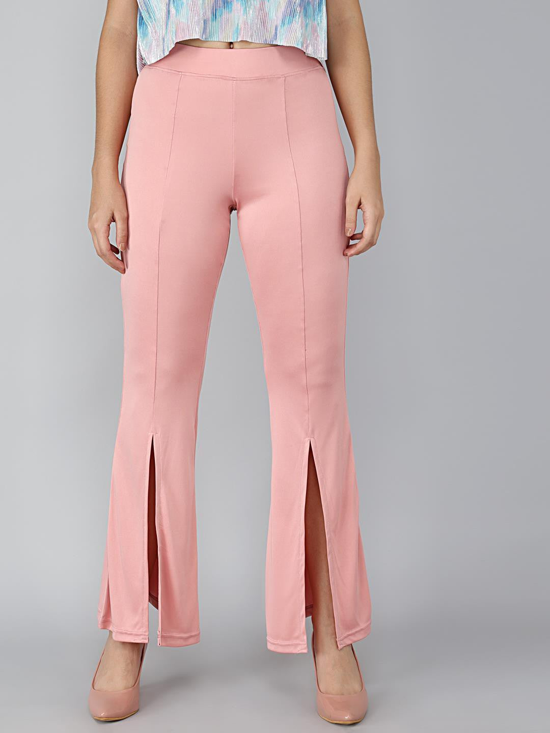 KOTTY Flared Women Pink Trousers 