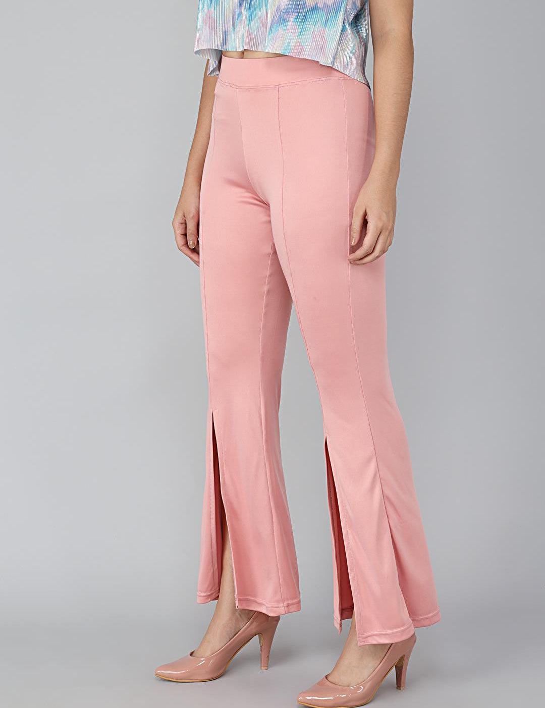 KOTTY Flared Women Pink Trousers 