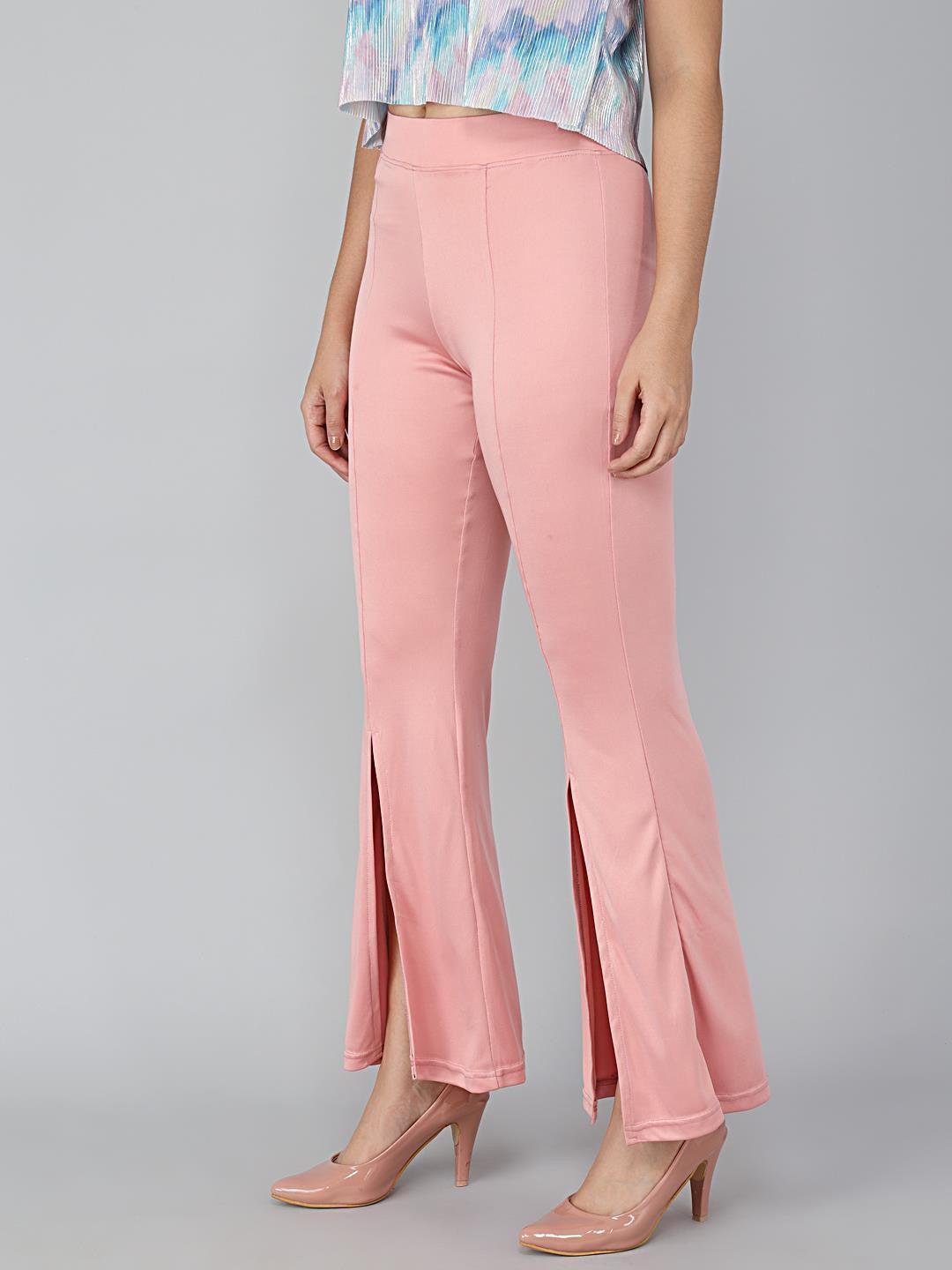 KOTTY Flared Women Pink Trousers 