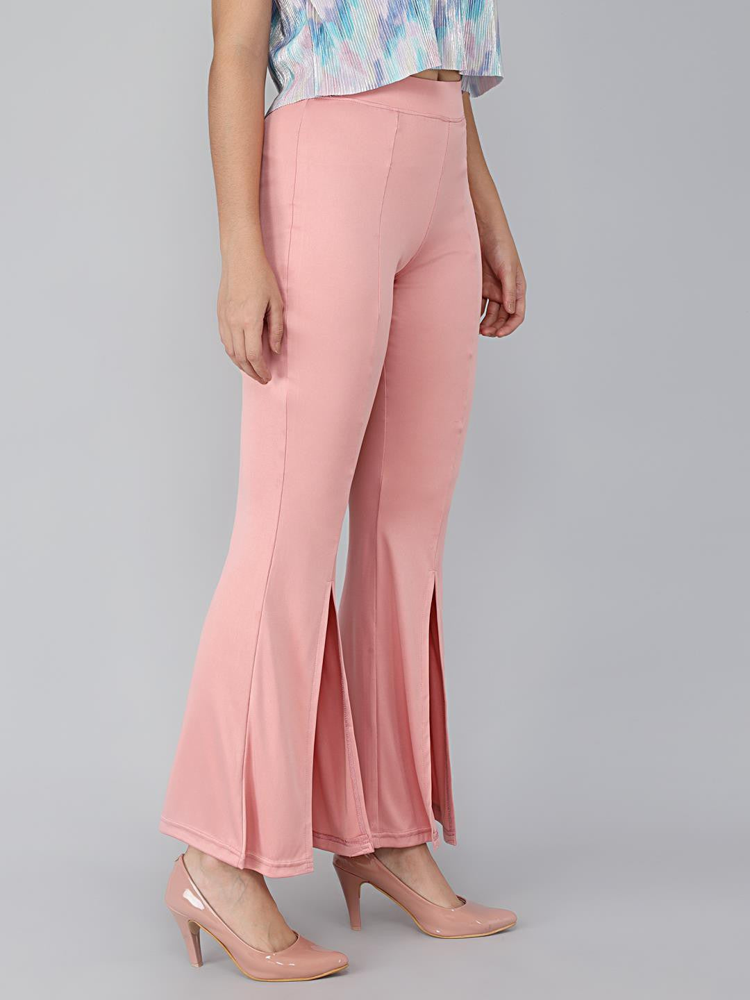 KOTTY Flared Women Pink Trousers 