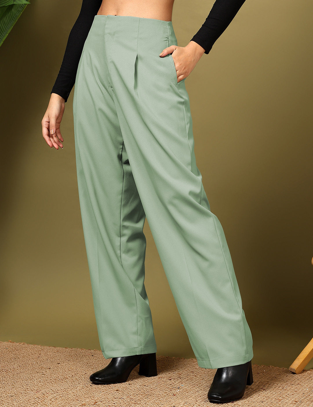 KOTTY Regular Fit Women Light Green Trousers 