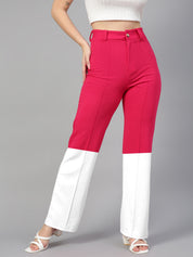 KOTTY Straight Fit Women Pink, White Trousers 