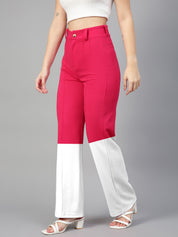 KOTTY Straight Fit Women Pink, White Trousers 