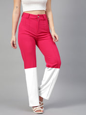 KOTTY Straight Fit Women Pink, White Trousers 