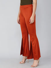 KOTTY Flared Women Orange Trousers 