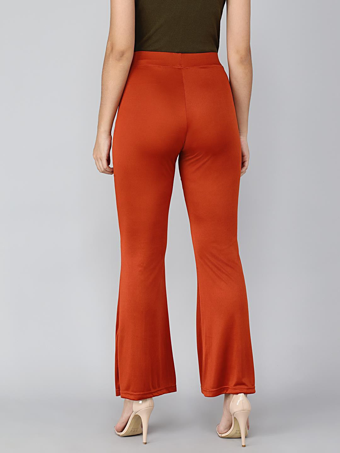 KOTTY Flared Women Orange Trousers 