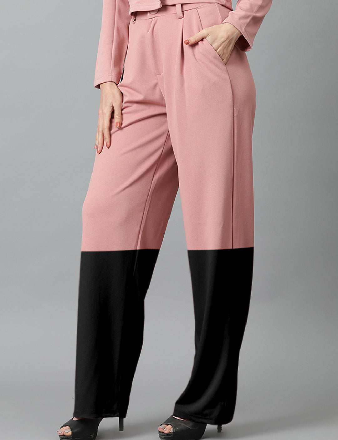 KOTTY Regular Fit Women Pink, Black Trousers 