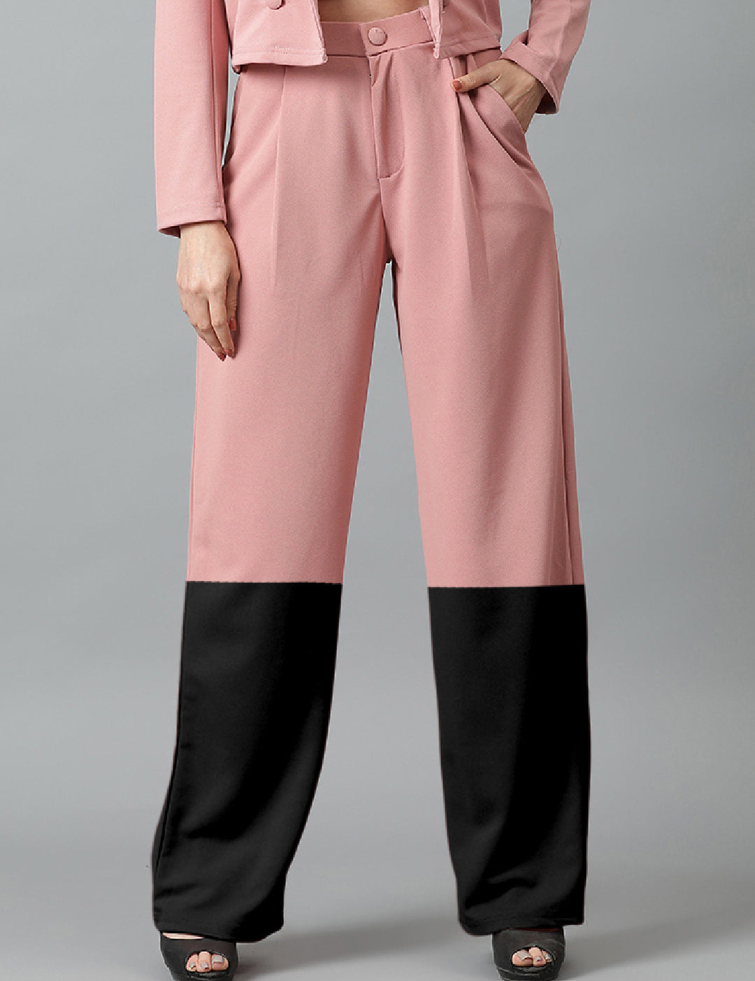 KOTTY Regular Fit Women Pink, Black Trousers 