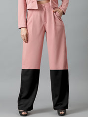 KOTTY Regular Fit Women Pink, Black Trousers 