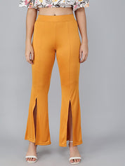 KOTTY Flared Women Yellow Trousers 