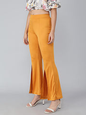KOTTY Flared Women Yellow Trousers 