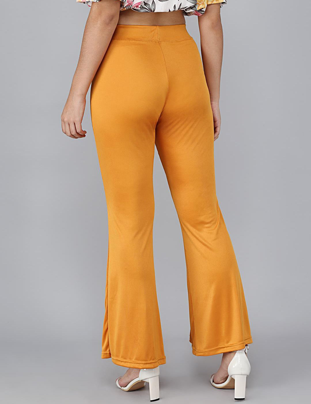 KOTTY Flared Women Yellow Trousers 