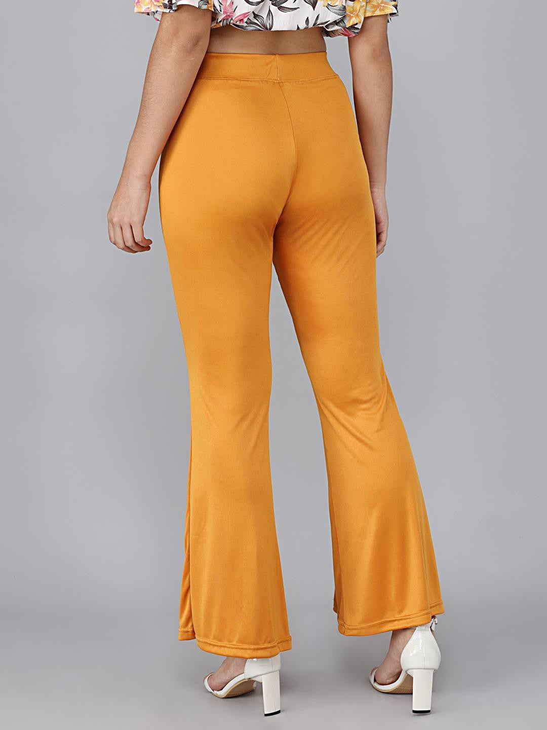 KOTTY Flared Women Yellow Trousers 