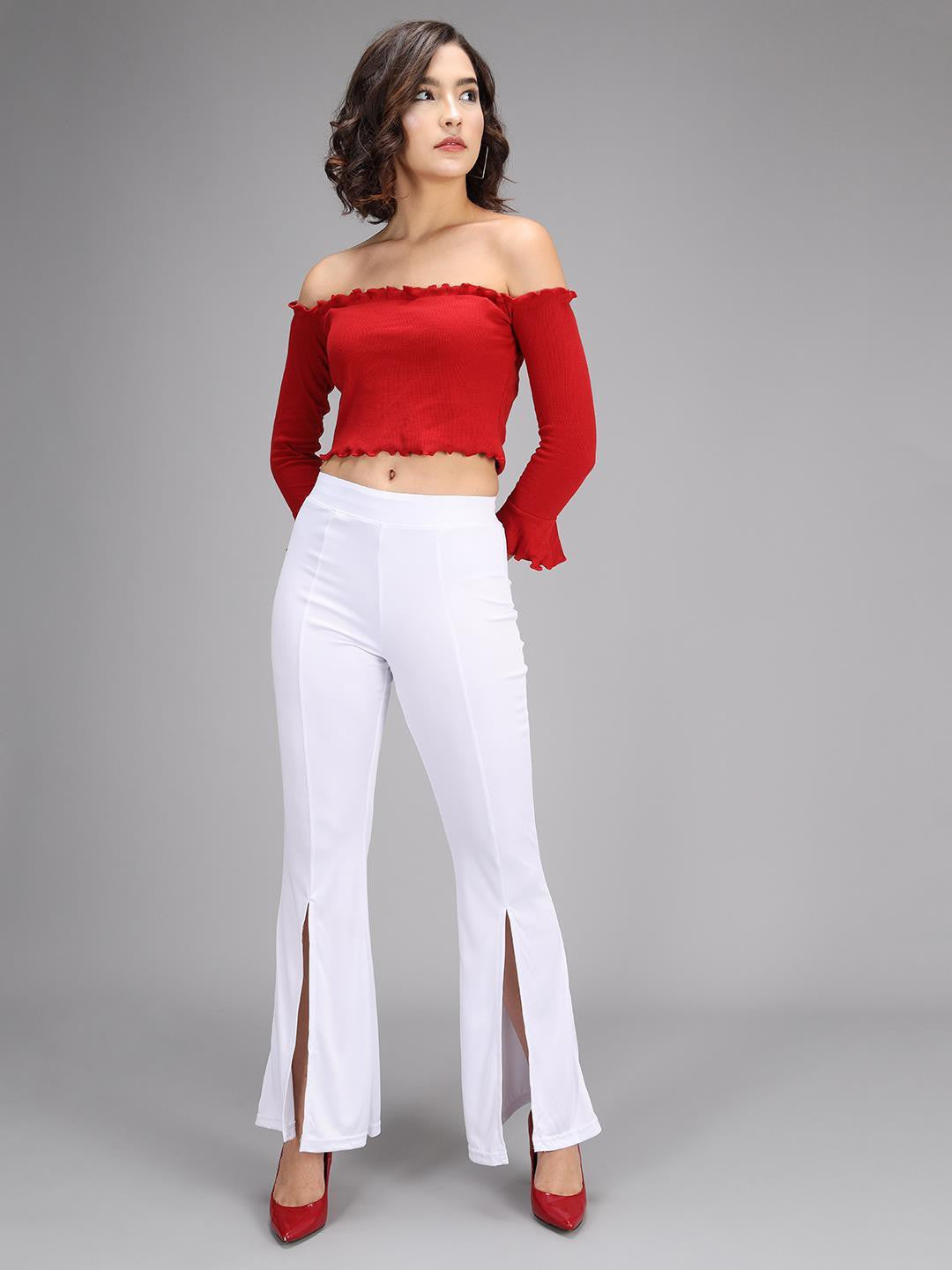 KOTTY Womens Solid Attractive High Rise Pant