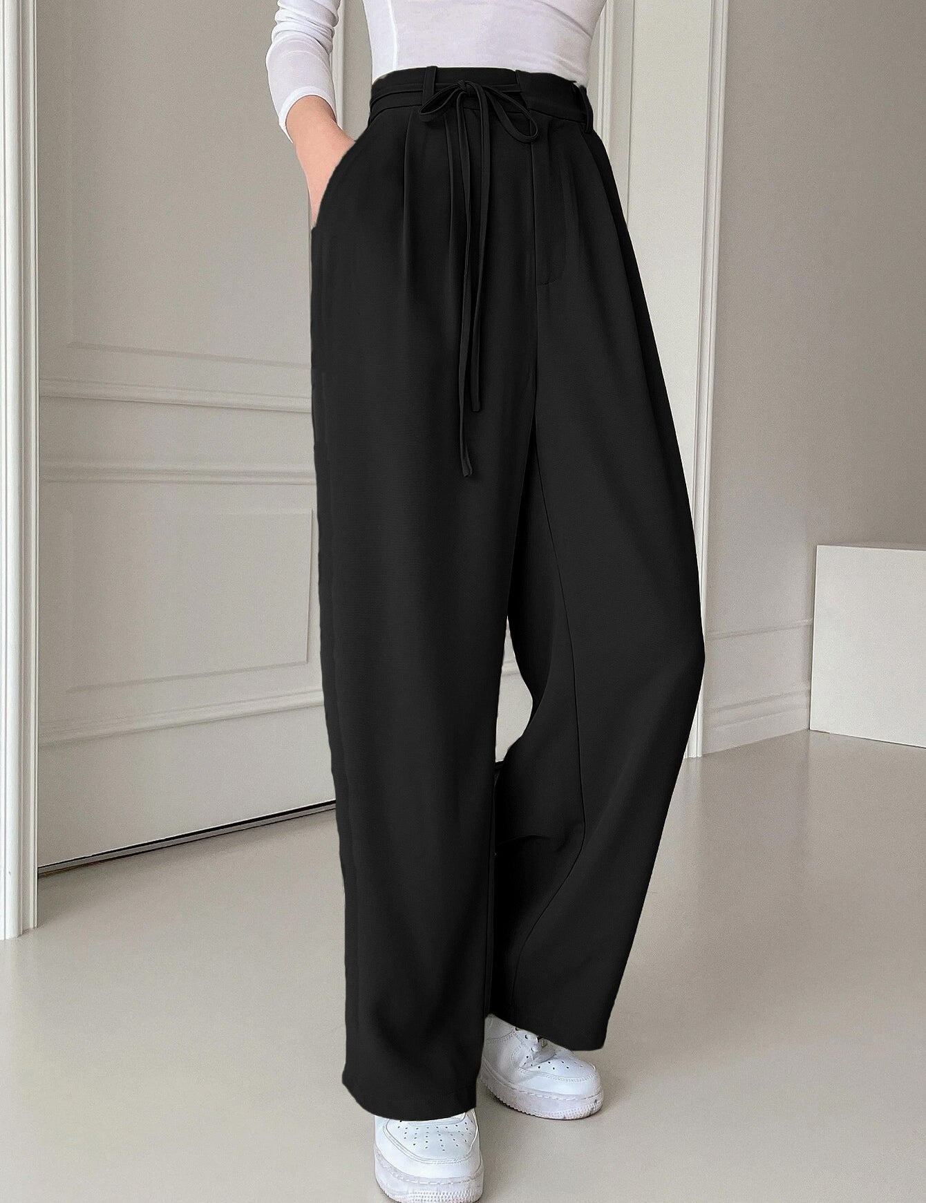 KOTTY Straight Fit Women Black Trousers 