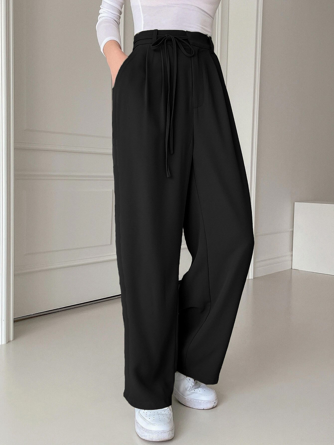 KOTTY Straight Fit Women Black Trousers 