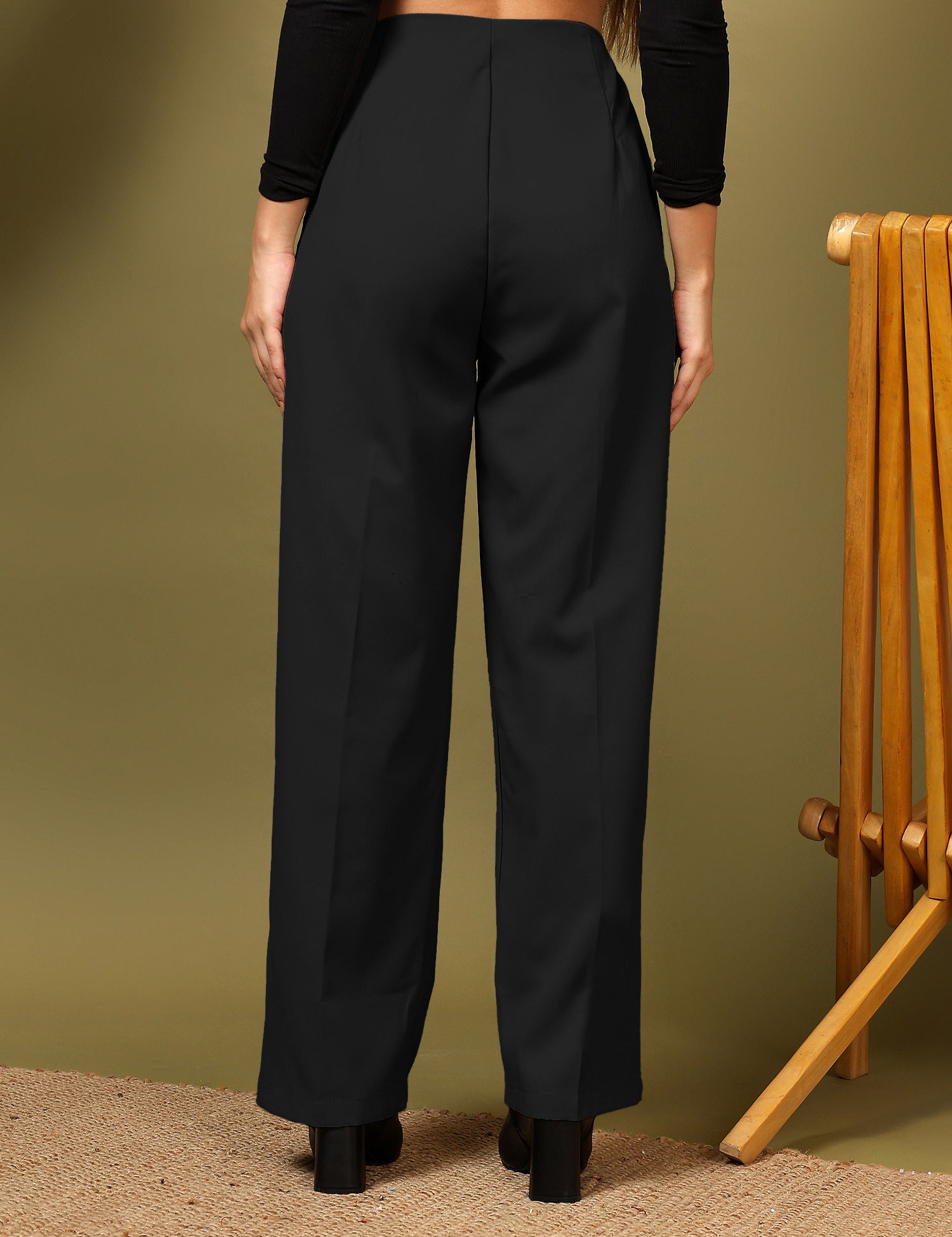 KOTTY Womens Solid Attractive High Rise Pant