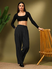 KOTTY Womens Solid Attractive High Rise Pant