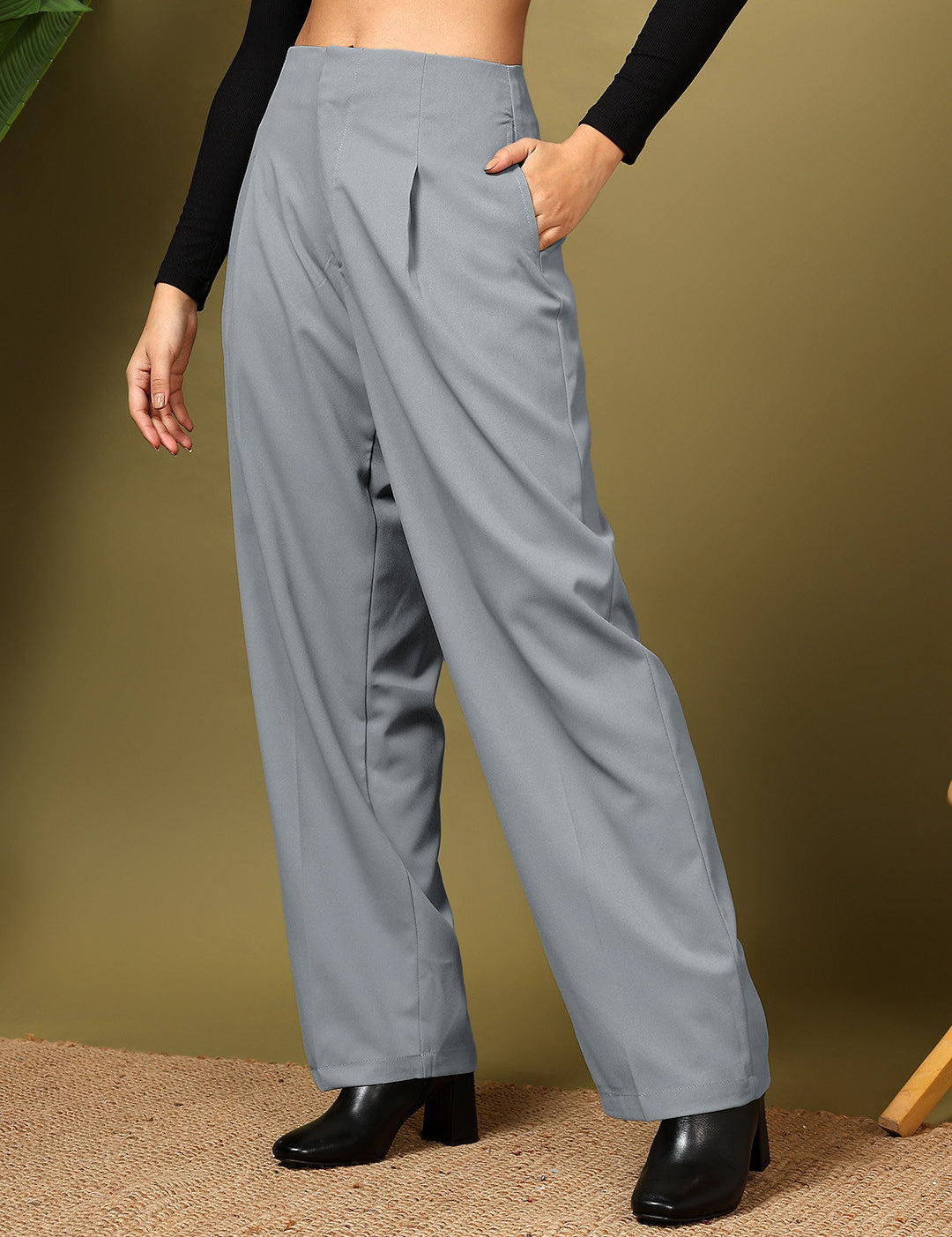 KOTTY Regular Fit Women Grey Trousers 