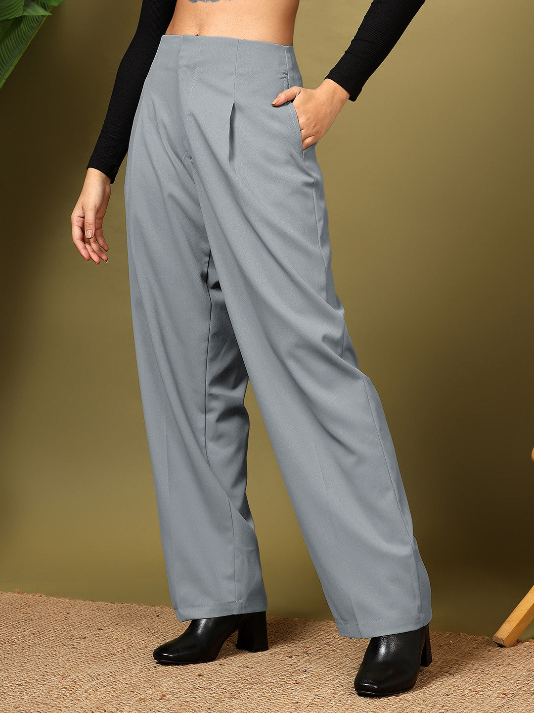 KOTTY Regular Fit Women Grey Trousers 