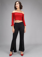 KOTTY Womens Solid Attractive High Rise Pant