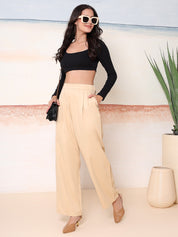 KOTTY Relaxed Women Beige Trousers 