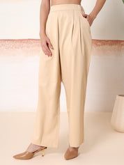 KOTTY Relaxed Women Beige Trousers 
