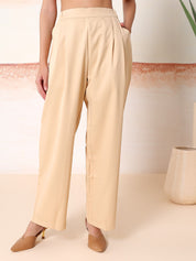 KOTTY Relaxed Women Beige Trousers 