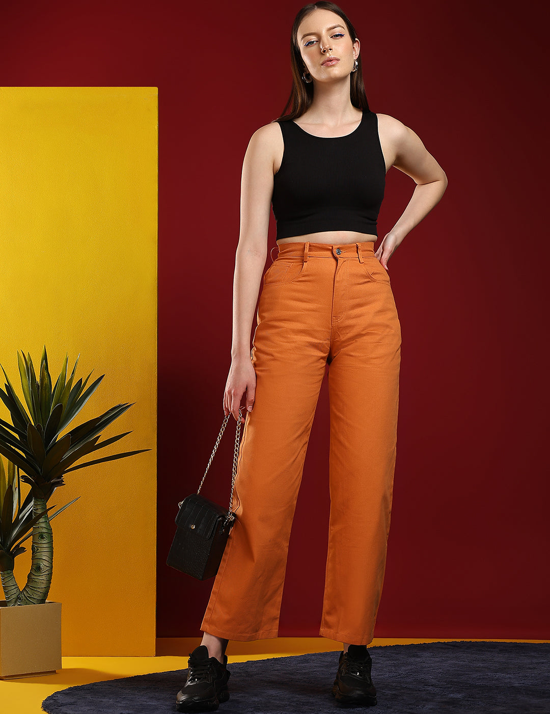 KOTTY Women's Solid Modern Devil’s Butterfly Casual Pant