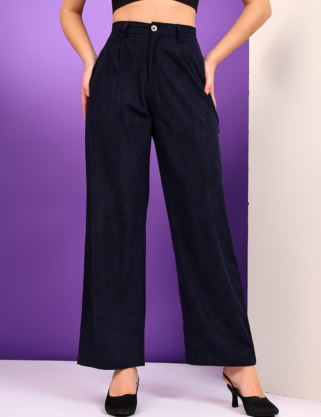 KOTTY Womens Solid Attractive High Rise Pant