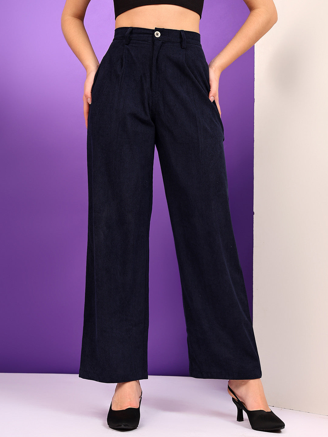 KOTTY Womens Solid Attractive High Rise Pant