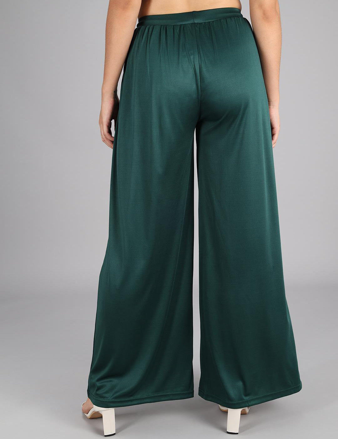 KOTTY Flared Women Green Trousers 