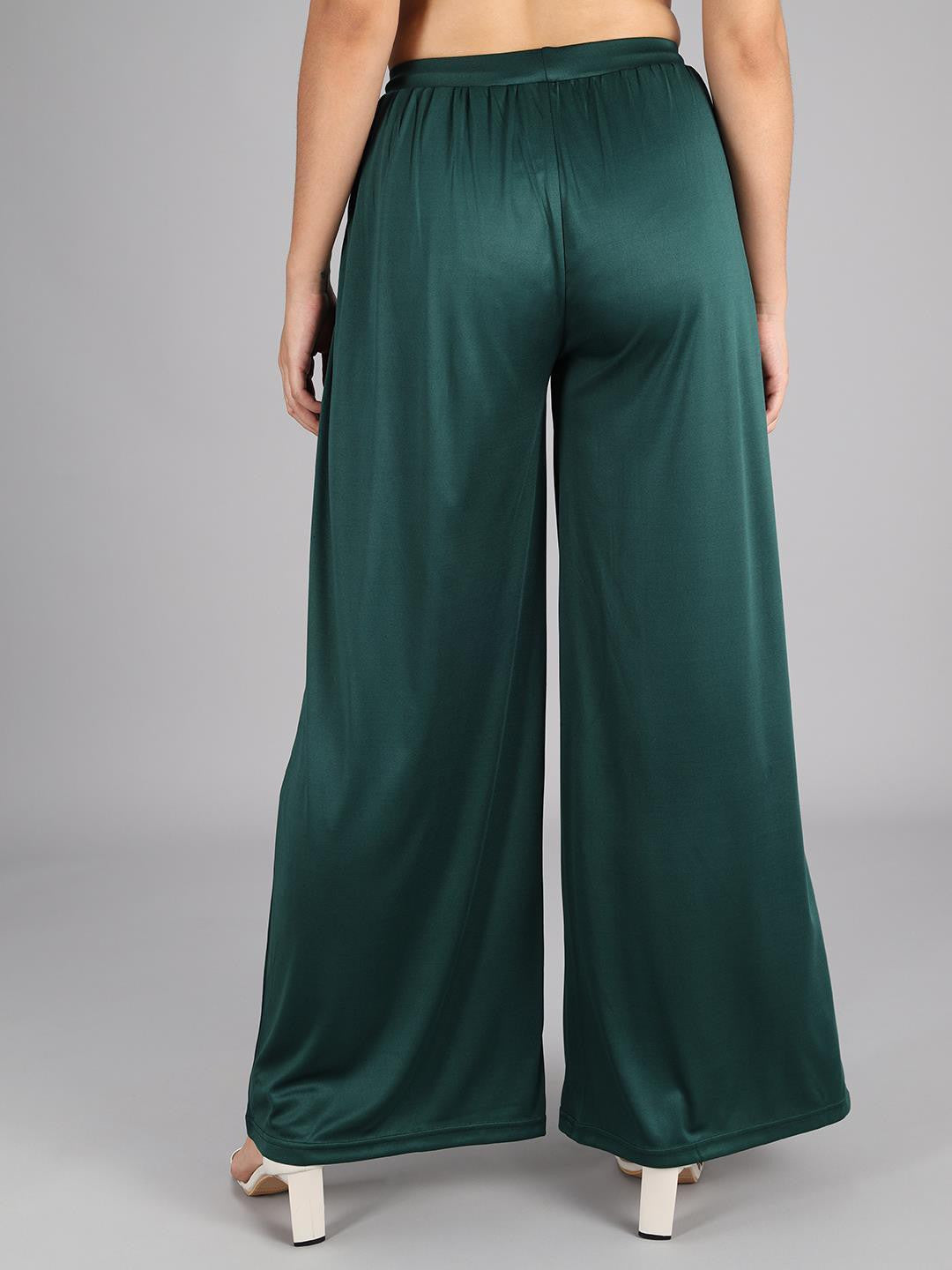 KOTTY Flared Women Green Trousers 