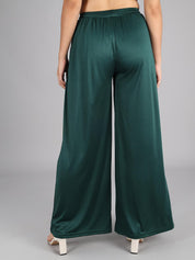 KOTTY Flared Women Green Trousers 