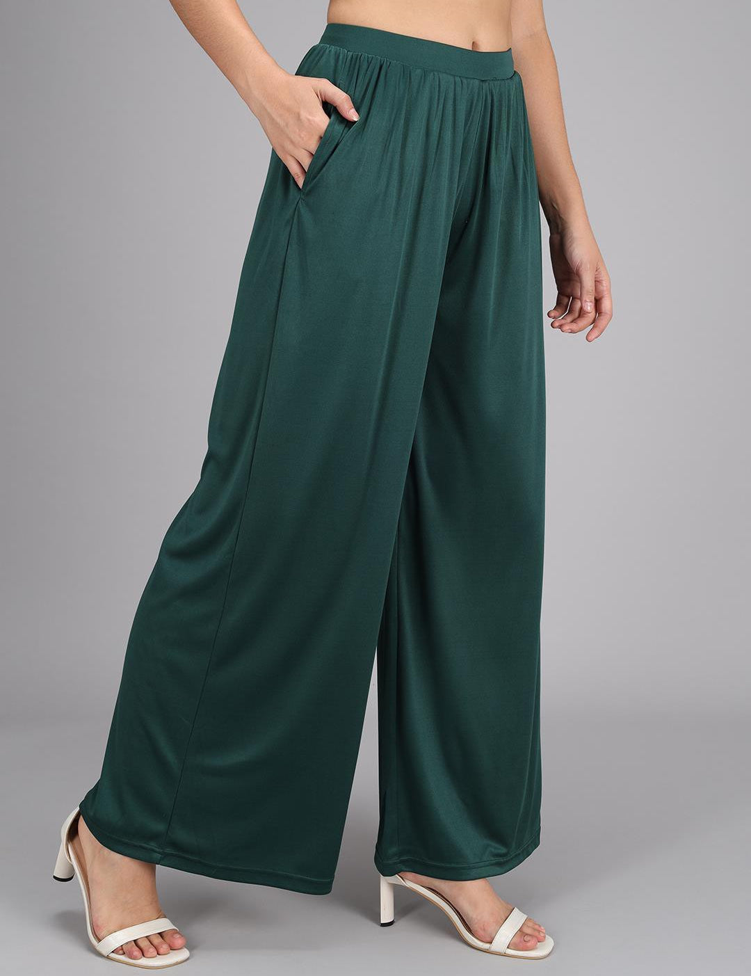 KOTTY Flared Women Green Trousers 