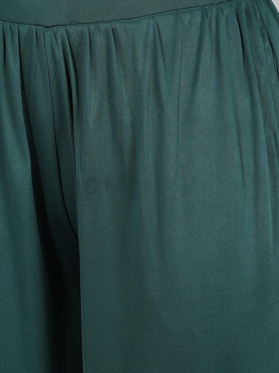 KOTTY Flared Women Green Trousers 