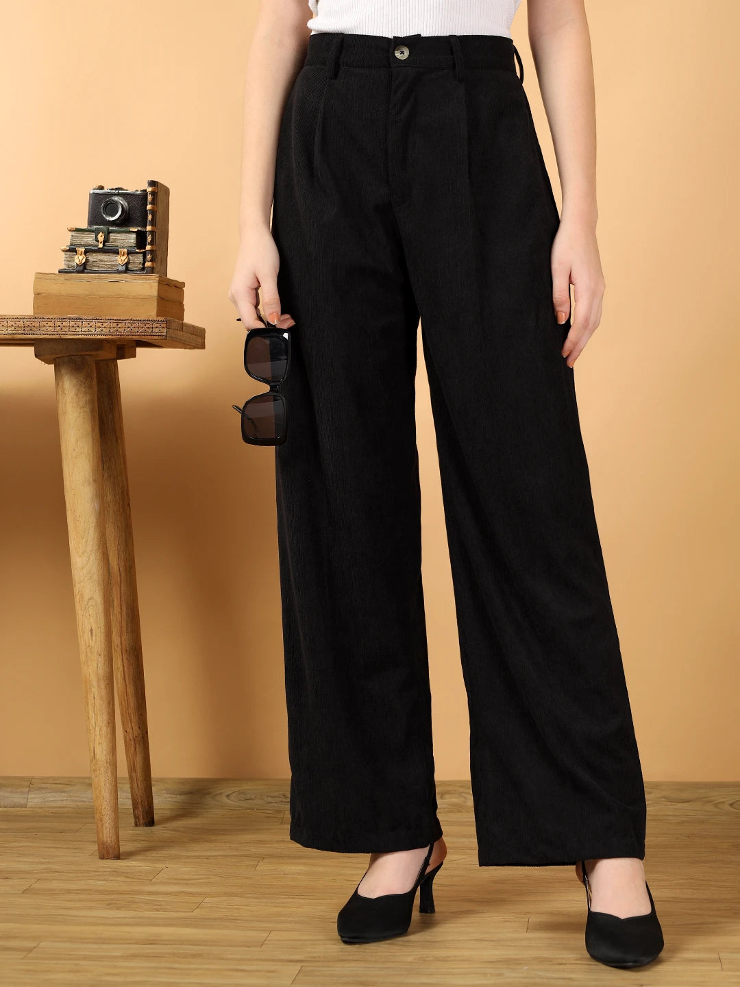 KOTTY Straight Fit Women Black Trousers 