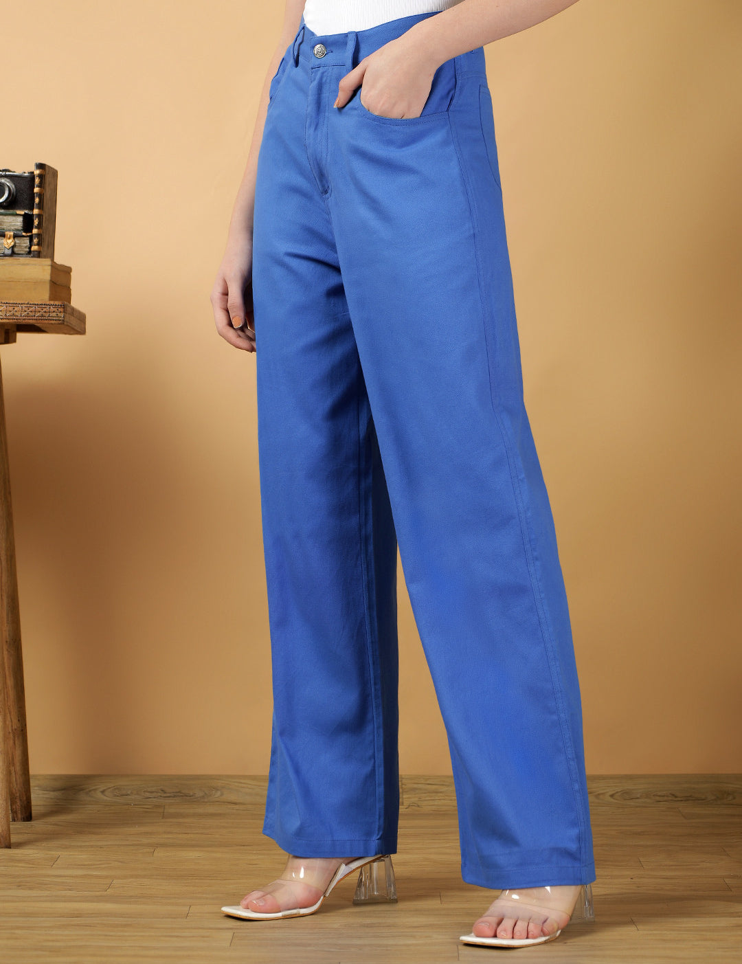 KOTTY Straight Fit Women Blue Trousers 