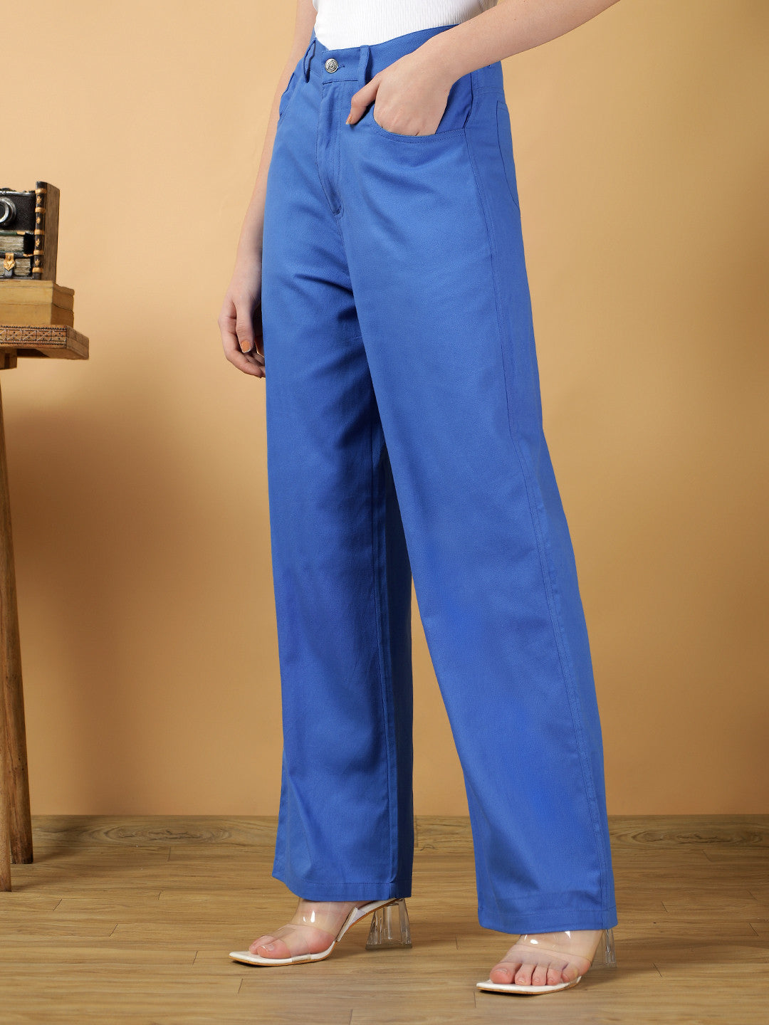 KOTTY Straight Fit Women Blue Trousers 