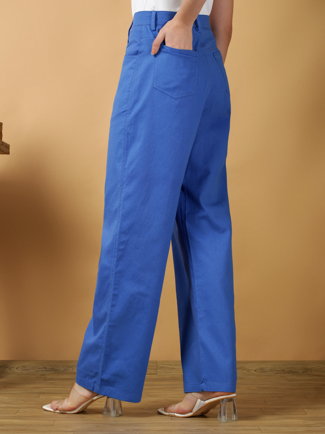 KOTTY Straight Fit Women Blue Trousers 