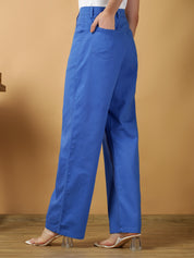 KOTTY Straight Fit Women Blue Trousers 