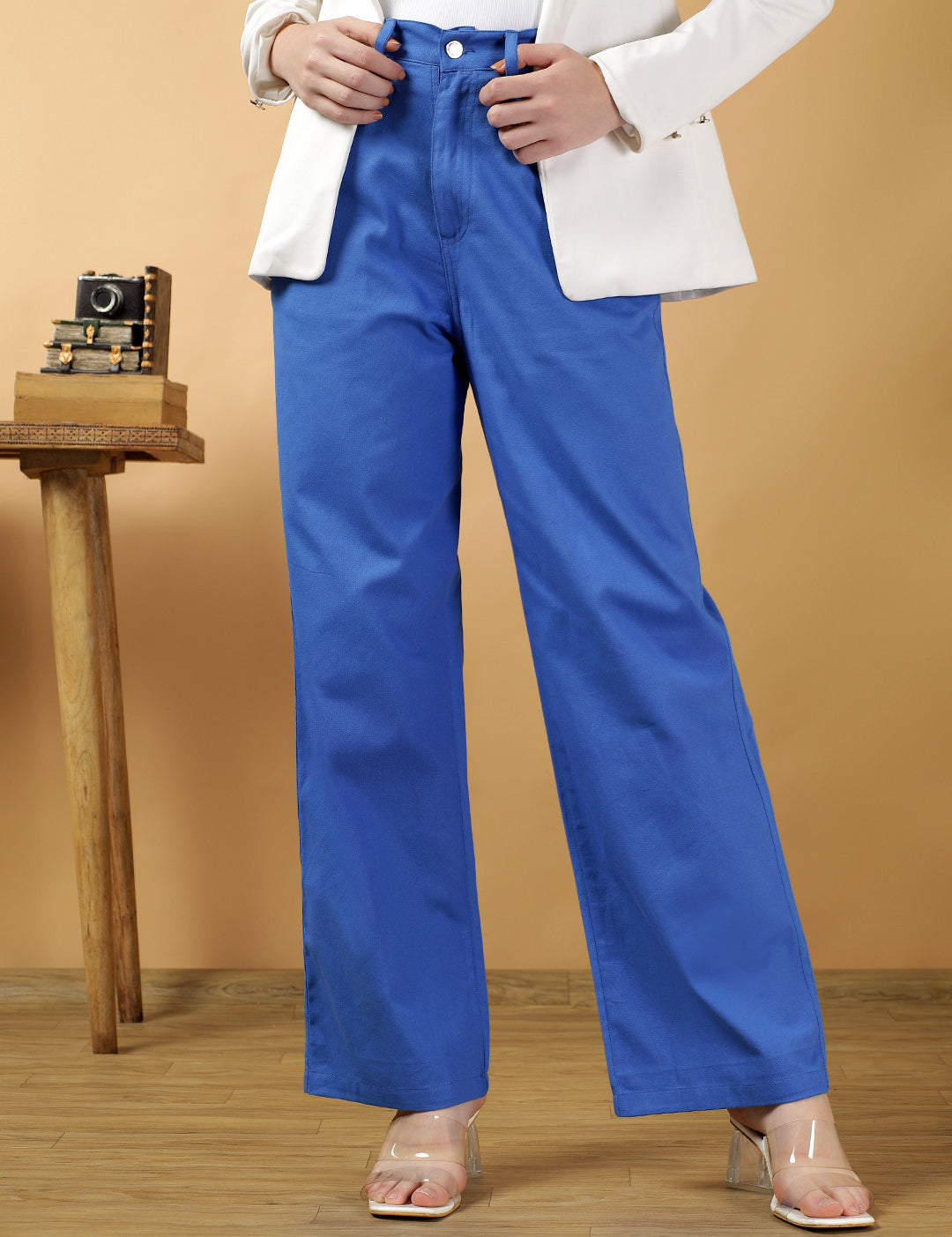 KOTTY Straight Fit Women Blue Trousers 