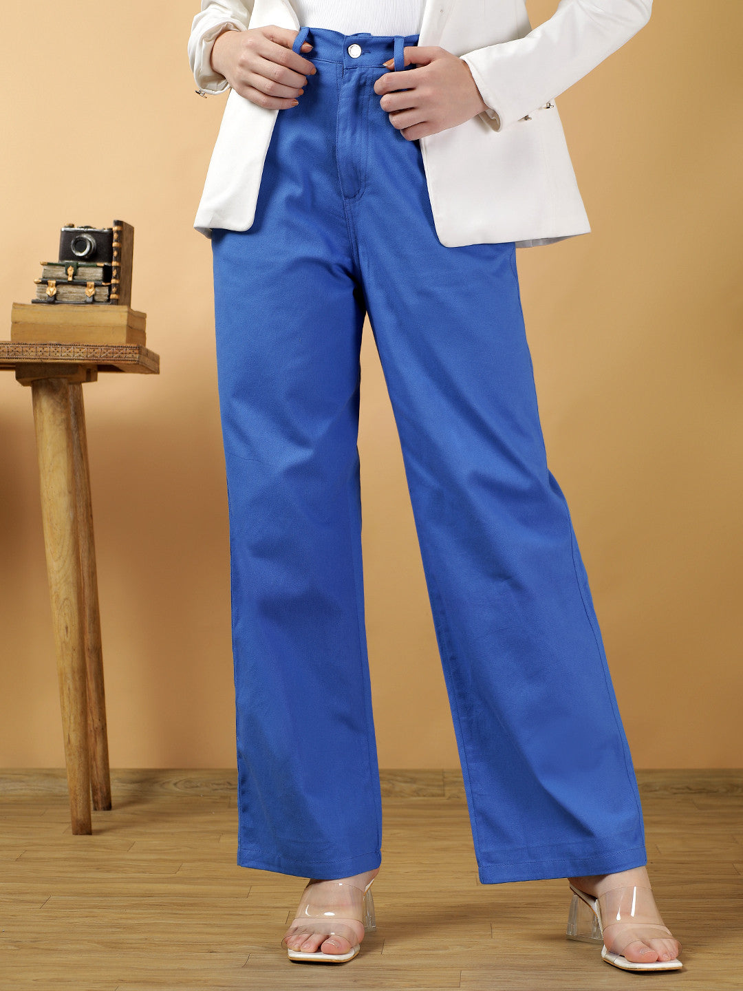 KOTTY Straight Fit Women Blue Trousers 