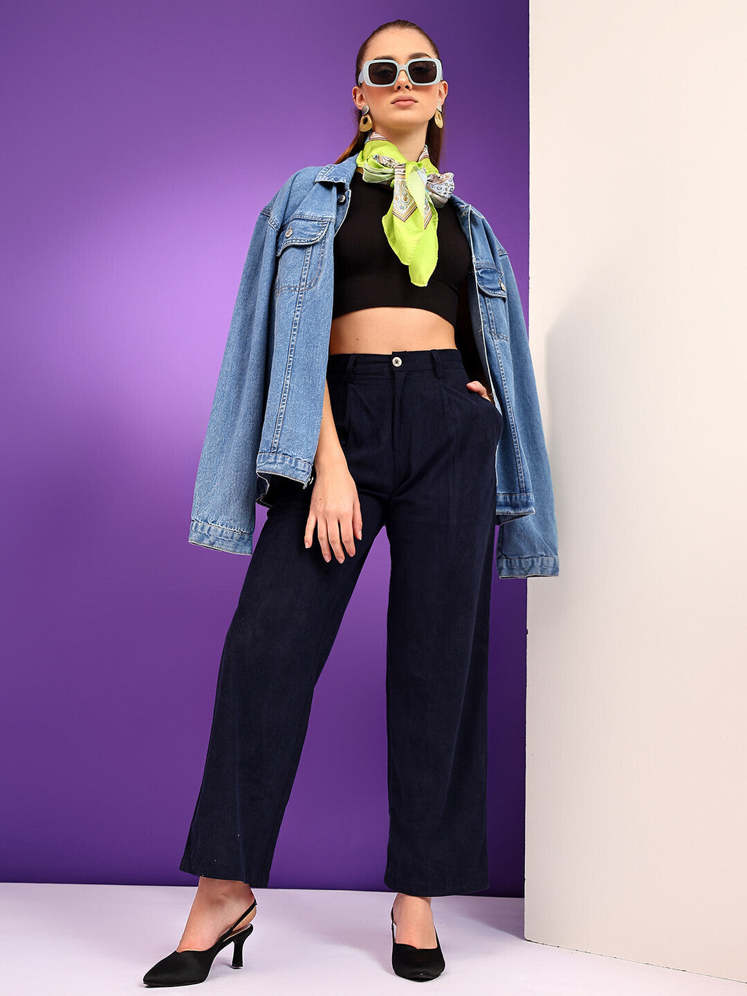 KOTTY Relaxed Women Black Trousers 