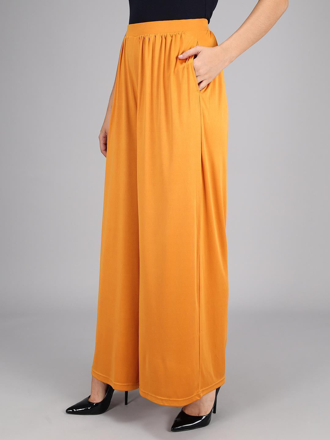 KOTTY Flared Women Yellow Trousers 