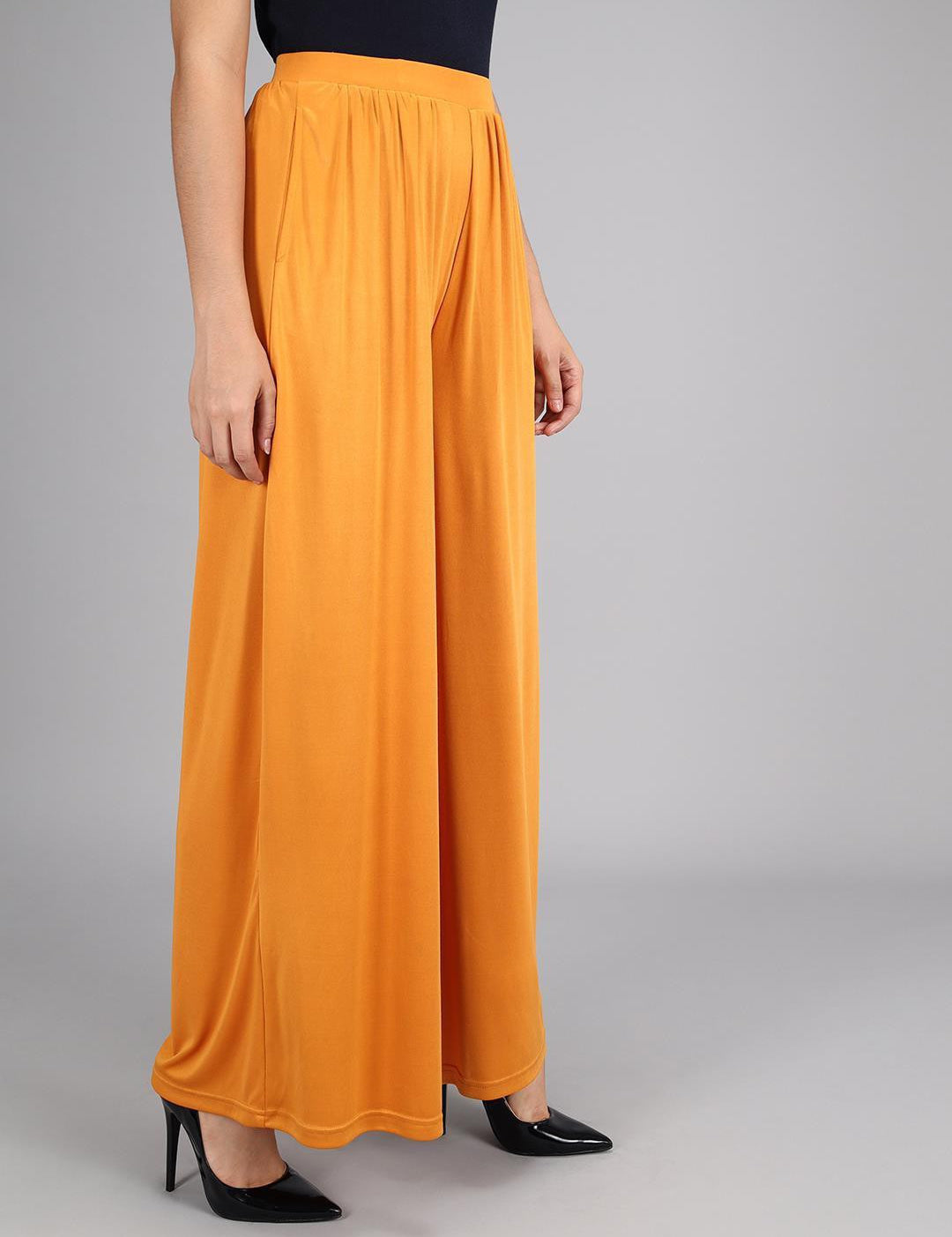 KOTTY Flared Women Yellow Trousers 