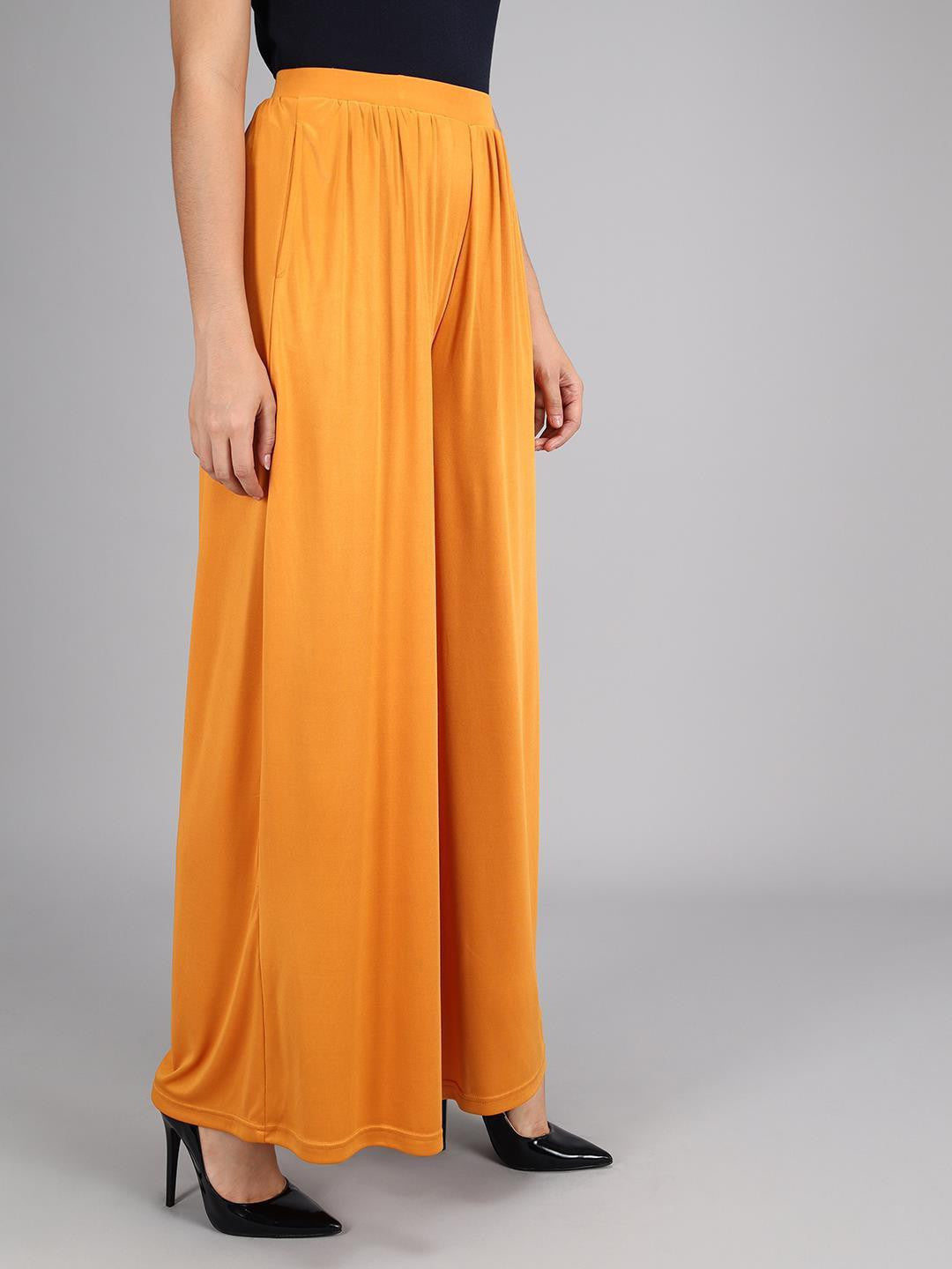 KOTTY Flared Women Yellow Trousers 