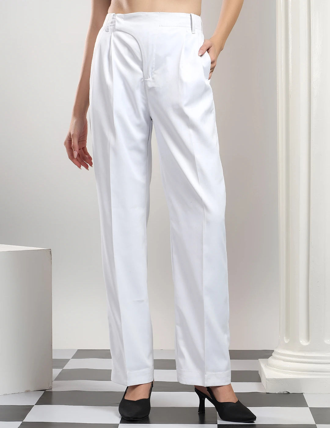 KOTTY Relaxed Women White Trousers 
