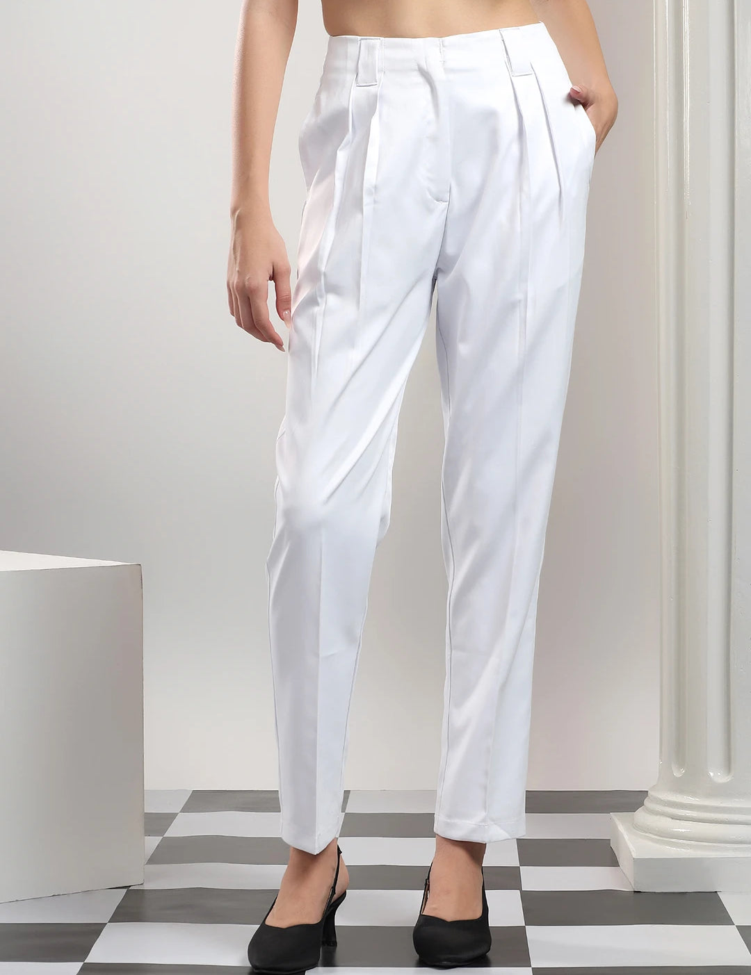 KOTTY Relaxed Women White Trousers 