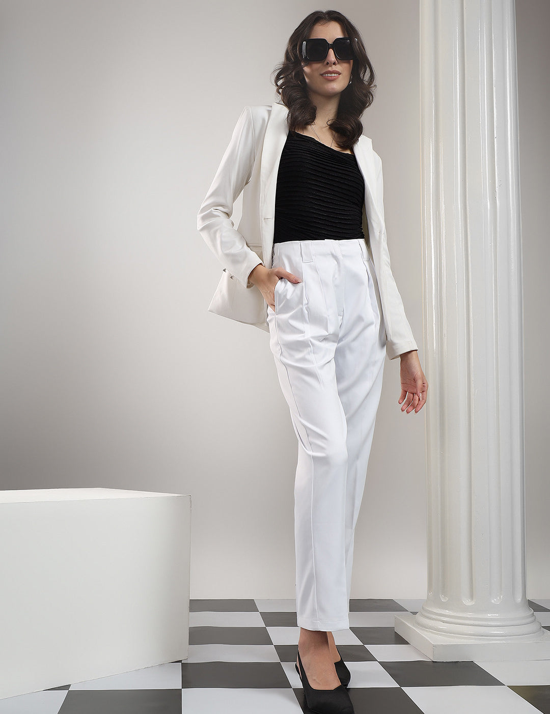 KOTTY Relaxed Women White Trousers 